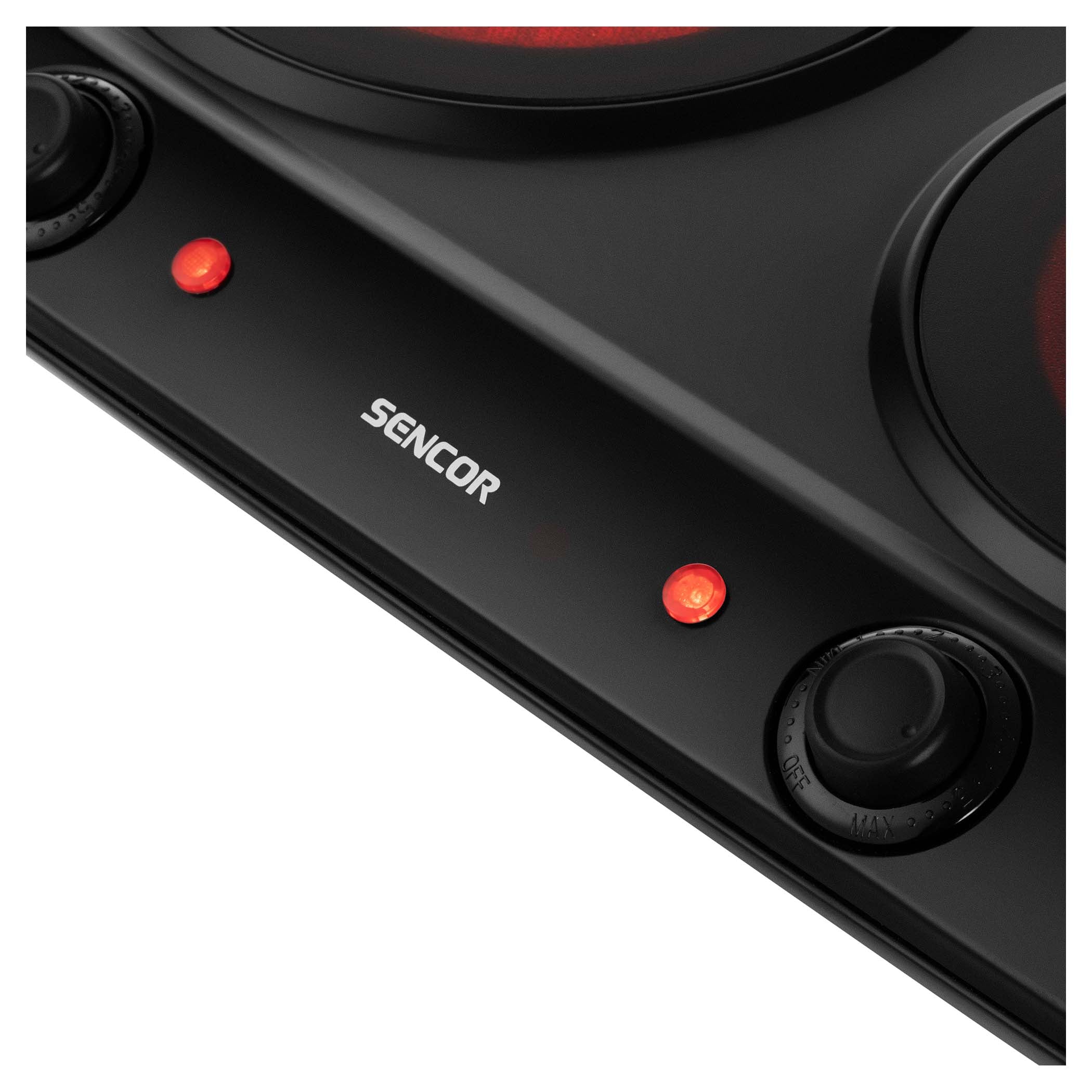 Double Infrared Cooking Plate SCP2263BK 2400W with Dual Glass Ceramic Hotplates – Compact Electric Cooker - Habitt