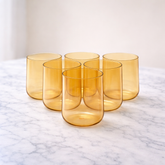 Amber Straight Tumbler Set – 6Pcs 470ml Modern Drinking Cups - Habitt