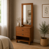 Harry Dresser – Solid Wood with Upholstered Drawer Panels