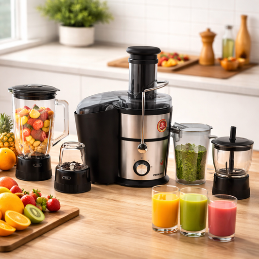 Nikai Juicer Blender 4 in 1 – Stainless Steel & Black - Habitt