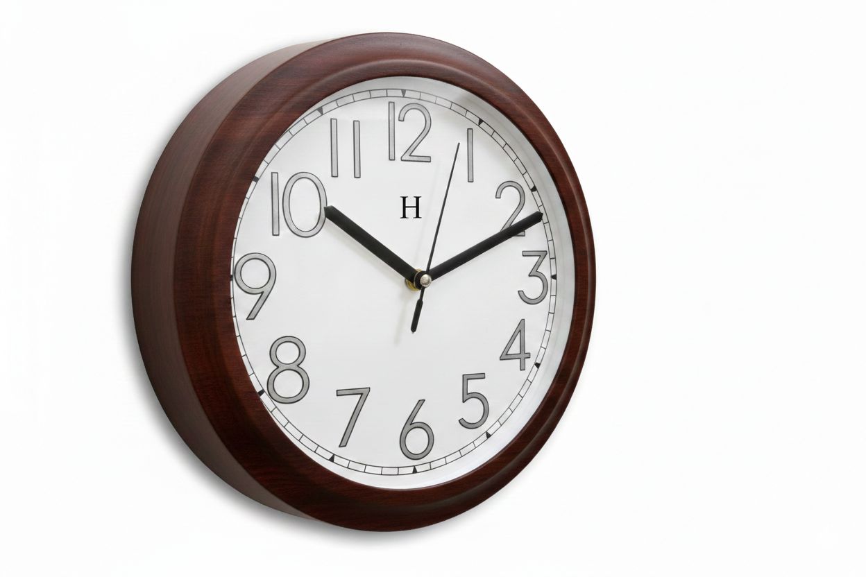 Heritage Squat 2 Wall Clock 9.75 Inch – Walnut Wood-Effect Frame with White Dial & Classic Numerals (Plastic) - Habitt
