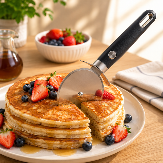 Large Pancake Wheel Cutter – Plastic & Stainless Steel Baking Tool
