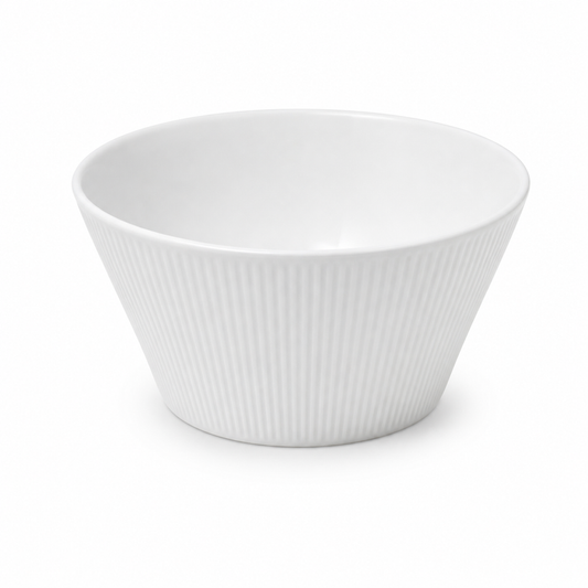 Standard Round White Bowl – Modern Ribbed Serving Bowl - Habitt