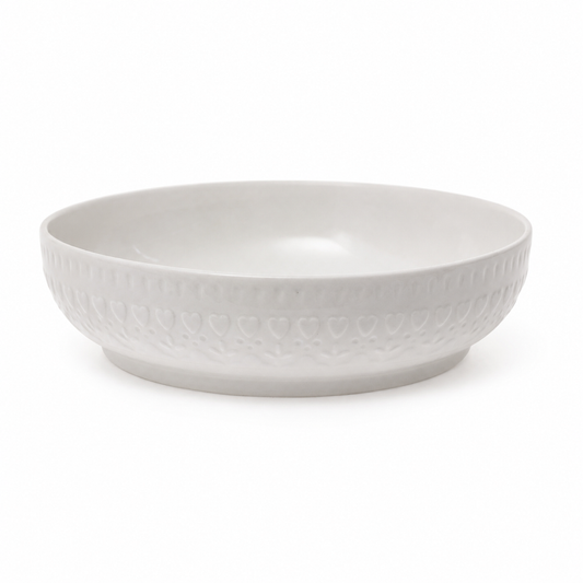 Round White Plate – Embossed Elegant Dinner Plate - Habitt