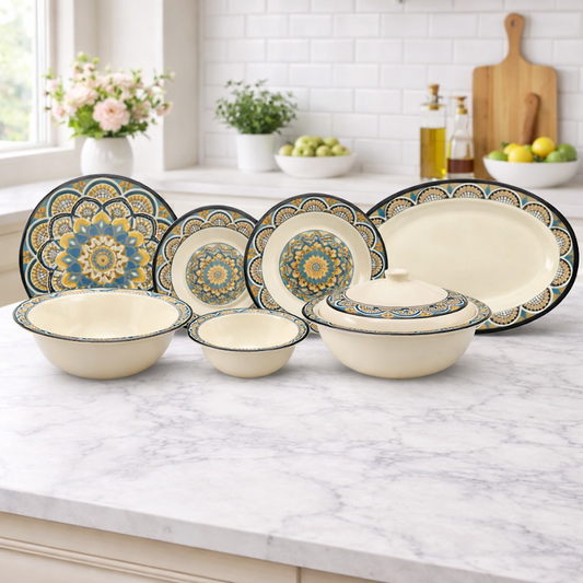 Nightfall Blossom Dinner Set – Artistic Mandala Elegance for Refined Dining (22 / 30 / 43 PCS)