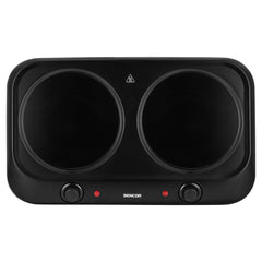 Double Infrared Cooking Plate SCP2263BK 2400W with Dual Glass Ceramic Hotplates – Compact Electric Cooker - Habitt
