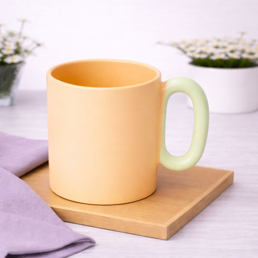 Modern Pastel Ceramic Mug – Two-Tone Coffee & Tea Cup in Yellow