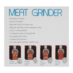 Sayona PPS Meat Grinder 2200W Heavy-Duty Electric Meat Mincer with Reverse Function – Stainless Steel Body (SMG-4118) - Habitt