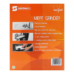 Sayona PPS Meat Grinder 2200W Heavy-Duty Electric Meat Mincer with Reverse Function – Stainless Steel Body (SMG-4118) - Habitt
