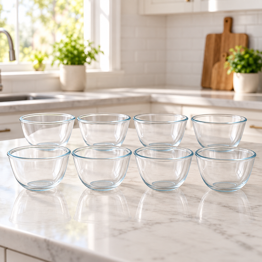 8-Piece Clear Glass Bowl Set – 640 ml Premium Multi-Purpose Kitchen & Serving Bowls