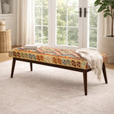 Oaklin Upholstered Wooden Bench (Setti) – Modern Fabric Seating Bench with Solid Wood Legs - Habitt