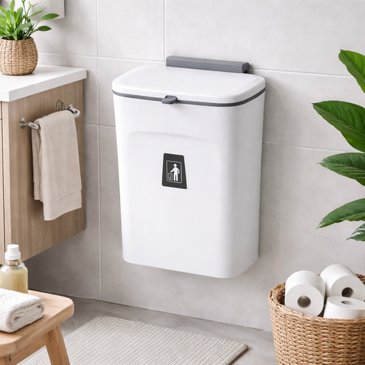 Kitchen Compost Bin for Countertop – Wall-Mount Hanging Dustbin with Lid (21 x 26 cm) - Habitt