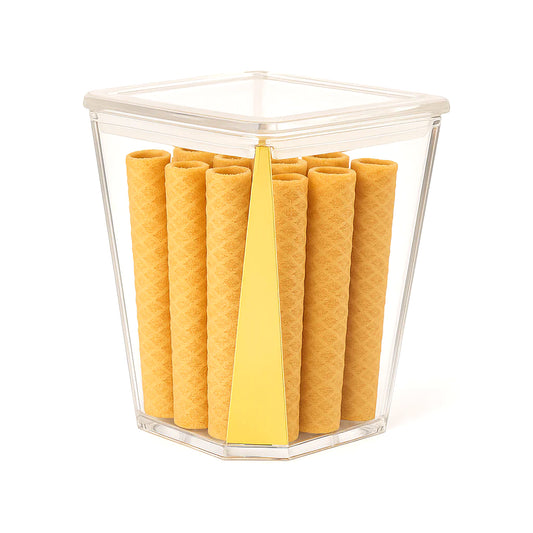 1pc Glowy Acrylic Jar – Transparent Storage Container with Golden Accent & Airtight Lid