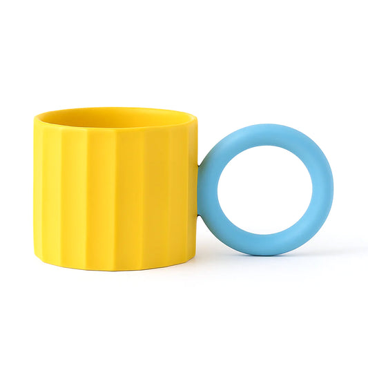 250ML Colour Pop Ceramic Mug – Yellow, Blue & Green Variants with Contrasting Handles