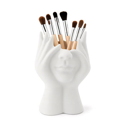 Multifunctional Makeup Brush Holder – Creative Face & Hands Design Organizer