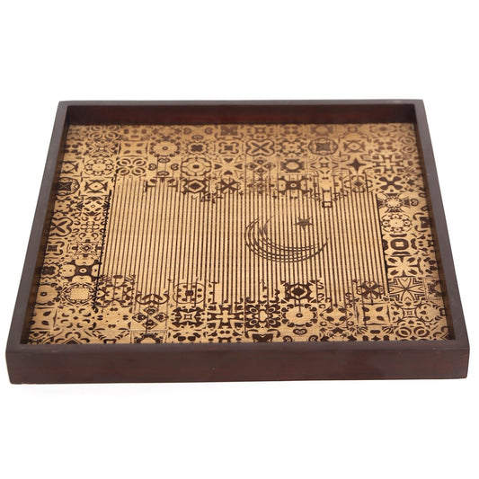 Monks Robe Wooden Serving Tray – 15x15 Inch Square Decorative Tray