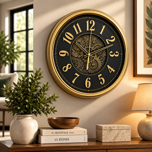 Heritage Wall Clock Glisso 14.5" – Vintage Industrial Gear Design Decorative Wall Clock