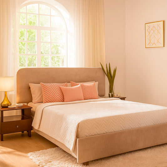 Lowa Arc King Size Bed with 2 Side Tables