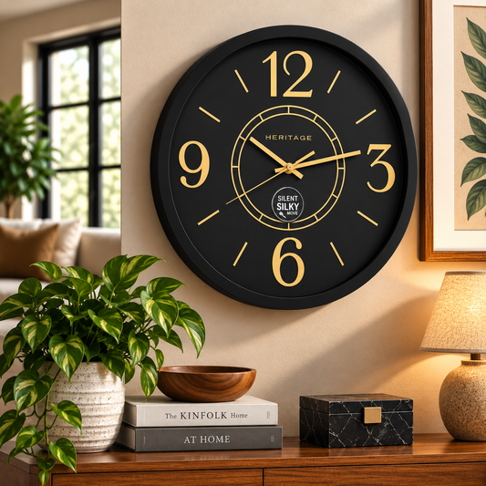 Heritage Wall Clock – 14.5" Black & Gold
