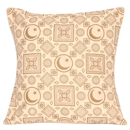 Light Taupe Cushion Cover – Ethnic Pattern Throw Pillow Case (18 x 18 Inches)