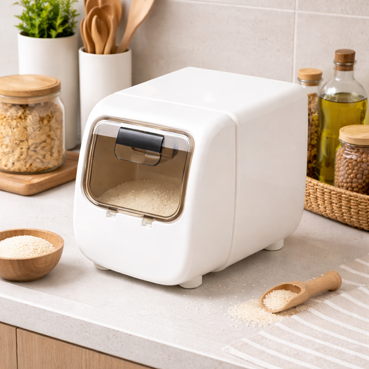 Extra Large Rice Storage Container (10KG) – Airtight Grain & Flour Storage Bin with Dispenser for Kitchen Organization - Habitt