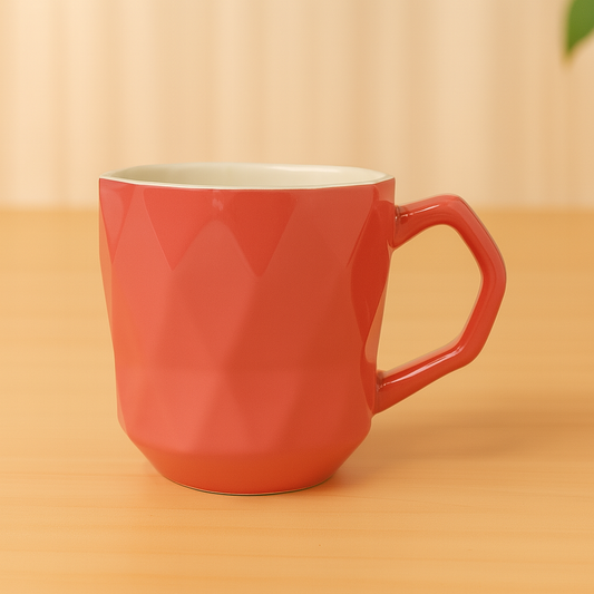 Geometric Pink Ceramic Mug – Diamond Embossed Modern Coffee & Tea Cup