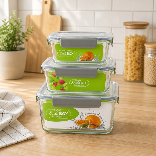 3-Piece Square Airtight Acrylic Food Storage Container Set | Leakproof, BPA-Free & Stackable | Perfect for Kitchen and Pantry Organization - Habitt