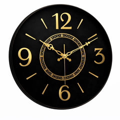 Heritage Bradford Wall Clock 14.5 Inch – Modern Black Dial with Gold Accents & Elegant Minimal Design (Plastic) - Habitt