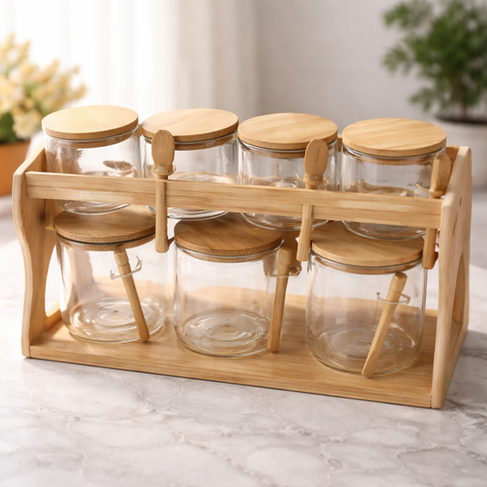Jar Set Wooden – Storage Containers with Wooden Lids - Habitt