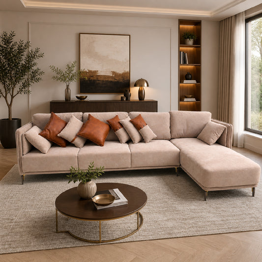 Clara L-Shaped Sofa | Modern Luxury Sectional Sofa with Chaise Lounge - Habitt