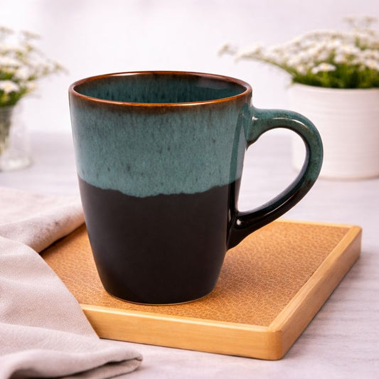 Handcrafted Reactive Glaze Ceramic Mug – Luxury Stoneware Coffee & Tea Cup in Green