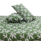 Green Textures Double Quilt Cover 90x96" – 100% Cotton Leaf Print - Habitt