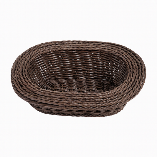 3-Piece Handcrafted Oval Rattan Bread Basket Set – Rustic Brown Woven Cane Serving Baskets for Dining & Kitchen