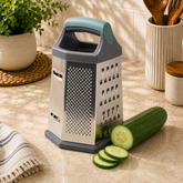 6-Sided Stainless Steel Grater with Ergonomic Soft Grip Handle