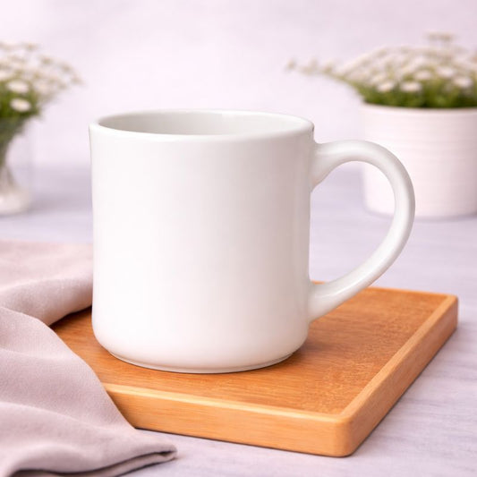 Curved Ceramic Mug – Modern Coffee & Tea Cup in Cream