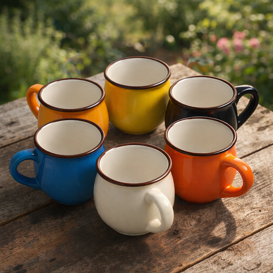 Pack of 6 – Colorful Ceramic Mini small Mug Set (Assorted) | Premium Glazed Finish