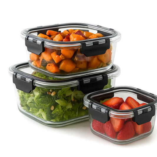 Plastic Food Storage Container Set – Leak-Proof with Snap-Lock Lids (550ml, 1500ml, 3750ml)