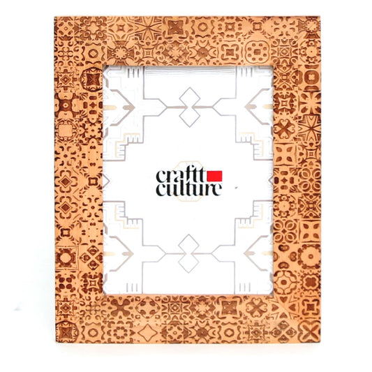Golden Brown Wooden Photo Frame – Engraved Pattern Design