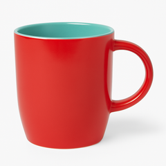Red & Aqua Ceramic Mug – Dual-Tone Glossy Coffee & Tea Cup