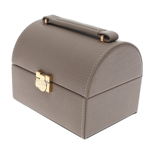 Round Top Jewelry Storage Box – Compact Organizer with Handle & Lock