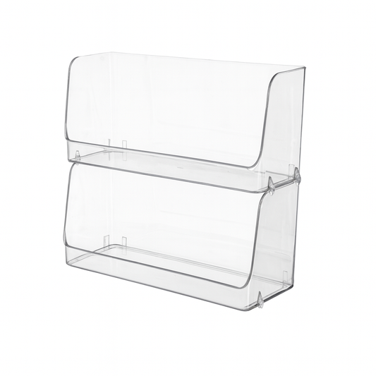 Large Acrylic Stackable Storage Basket – Clear Multi-Purpose Organizer for Kitchen, Pantry & Home Shelves (Small/Large)