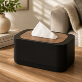Premium Tissue Box with Wooden-Style Lid (Assorted Color)– Modern Napkin Holder for Home, Office & Living Spaces