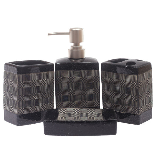 4Pcs Bath Set Brown & Black 11 X 9 Inch Gs-14