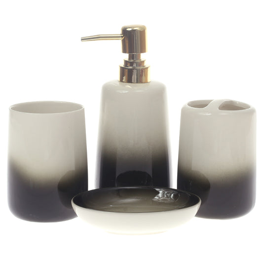 4Pcs Bath Set Brown & White 11 X 9 Inch Gs-13