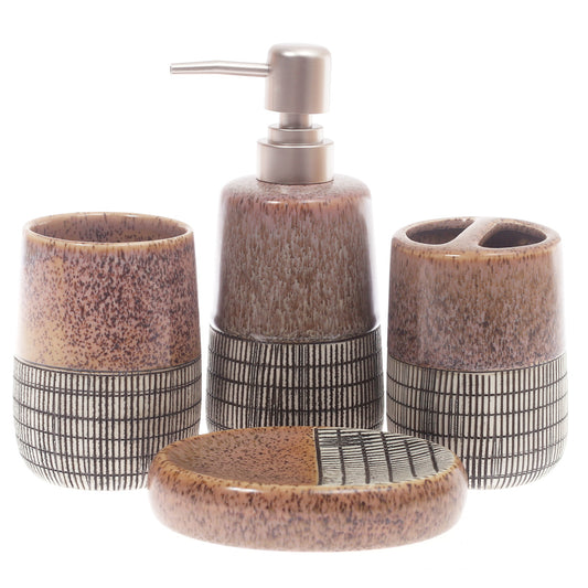 4Pcs Bath Set Brown 10 X 8 Inch Gs-11