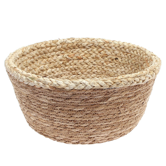 Storage Basket L Beige & White 14 X 14 X 12 Inch CZG-27