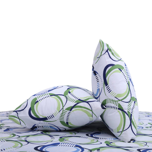 Brown & Blue Circle Double Bed Sheet 90x100" - Habitt