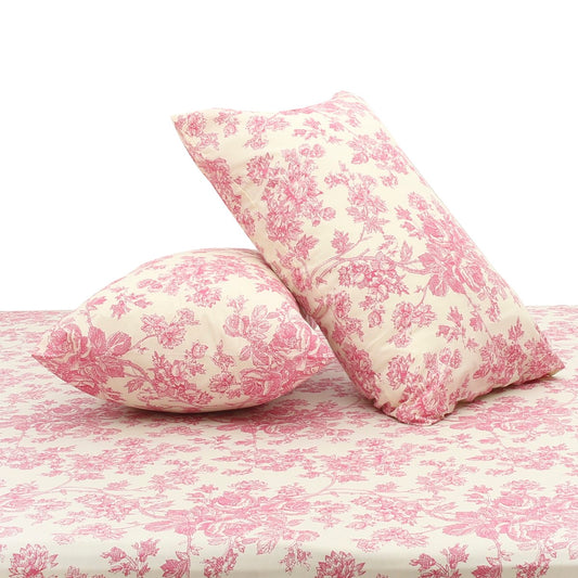 Pink Floral Double Bed Sheet 96x102" – Rotary Printing Percale