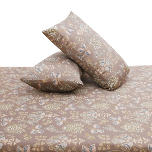 Floral Pattern Double Bed Sheet with Pillow Covers – 96x102 Inches
