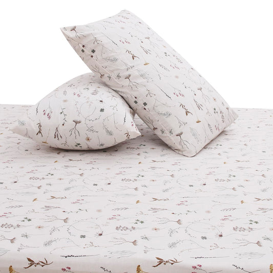 Floral Textures Double Bed Sheet with Pillow Covers – 96x102 Inches